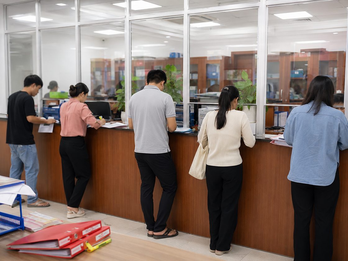 Quầy làm thủ tục tại chi cục hải quan