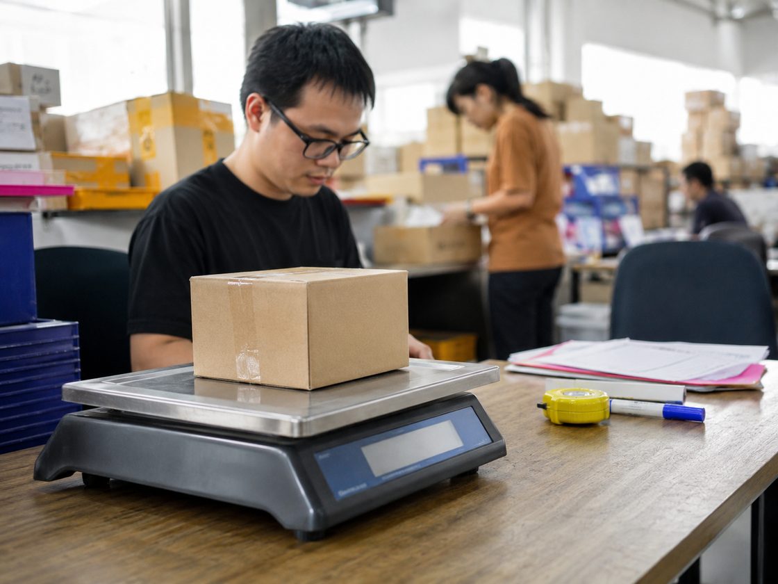 Cân bưu kiện điện tử ở bàn phân loại